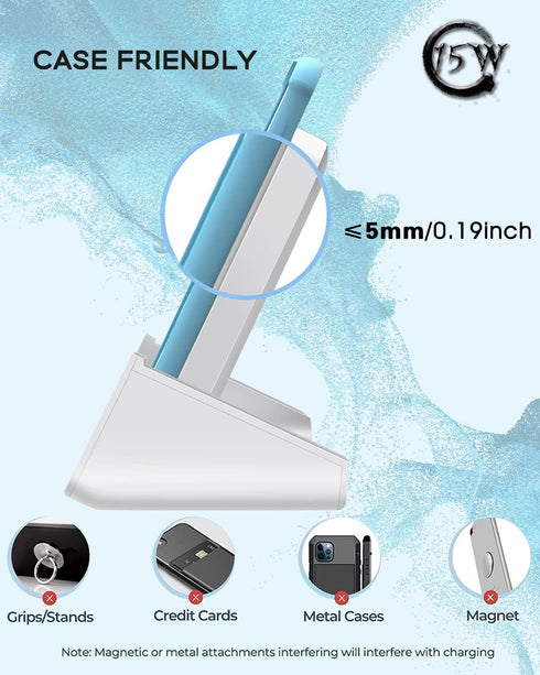 15W Wireless Charger YW YUWISS Wireless Charging Stand Cordless Charger 10/7.5/5W Compatible with iPhone 14 13 12/12 /11Pro Max/XR/XS Max/XS/X/8/8...