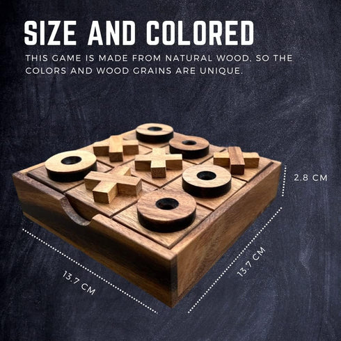 NUTTA - TicTacToe Tic Tac Toe Wooden Board XO OX Games Coffee Table Desk Toy Fun Game with Friends and Family Adult Games Travel Backyard Indoor O...