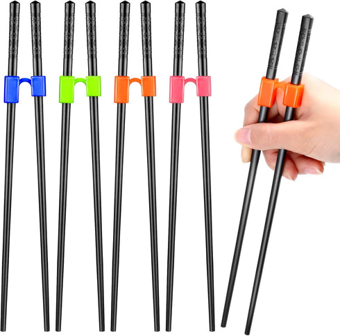 Tessco for you 5 Pairs Training Chopstick Helpers Reusable Chopsticks for Beginner Non Slippery Replaceable Practice Heat Resistant Holder with Cl...