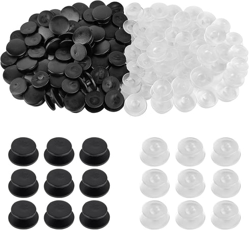 100 Pcs Buckle Plastic Button, 0.45 Inch Clear Black Plastic Buttons for DIY Shoe Back Decoration Shoe Decoration Accessories Wristband Charms DIY...
