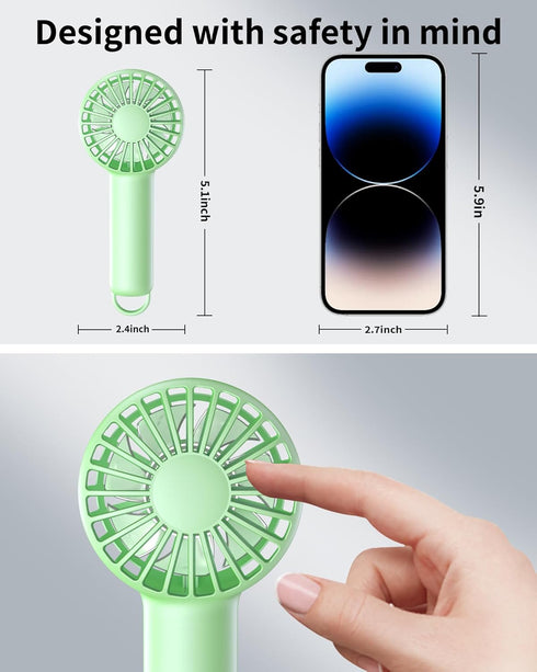 Mini Fan, Mini Handheld Fan, Small Cute Design Portable Fan with 3 Powerful Wind Speed, Battery Operated, USB Rechargeable, 9 Hours Long Working T...
