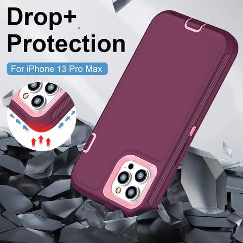 FEIYAR HOME for iPhone 13 Pro Max Heavy Duty Case with 2 Tempered Glass Protectors and Camera Lens Protector, Belt Clip Holster Kickstand - Milita...