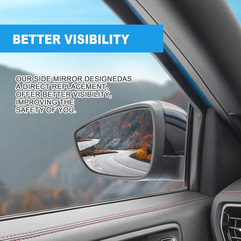 Left Driver Side View Heated Mirror Glass Replacement for 2012 2013 2014 2015 2016 2017 2018 Ford Focus Side Mirror Glass With Rear Holder Replace...