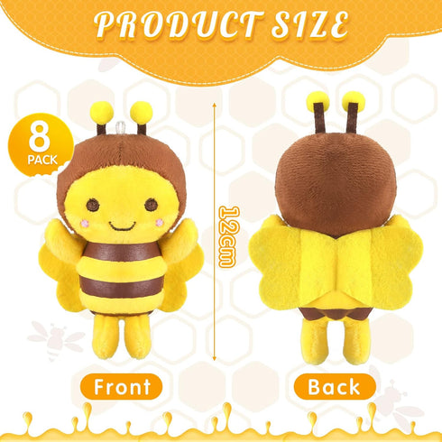 8 Pcs 5 Inch Stuffed Bees Plush Soft Bees Small Bee Stuffed Animal Realistic Cartoon Little Honey Bee Stuffed Toy Adorable Bee Doll for Bee Birthd...
