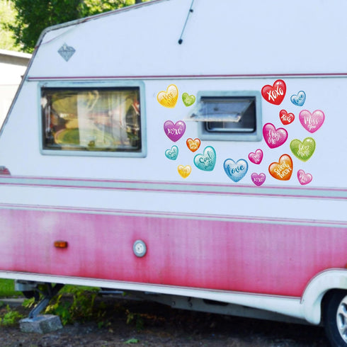 18Pcs Valentine's Day Reflective Car Magnets Cute Conversation Heart Fridge Magnetic Stickers Candy Heart Garage Magnet for Mailbox Metal Door Cab...