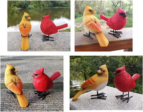 Polyresin Cardinal Christmas Bird for Patio Garden Ornament Decoration Outdoor Decoration Small Status Couple Bird...