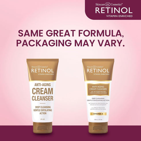 Retinol Cream Cleanser Anti-Aging – 5oz – Daily Deep Cleansing Facial Wash Improves Skin Texture, Moisturizes, And Exfoliates for Softer Face – Re...