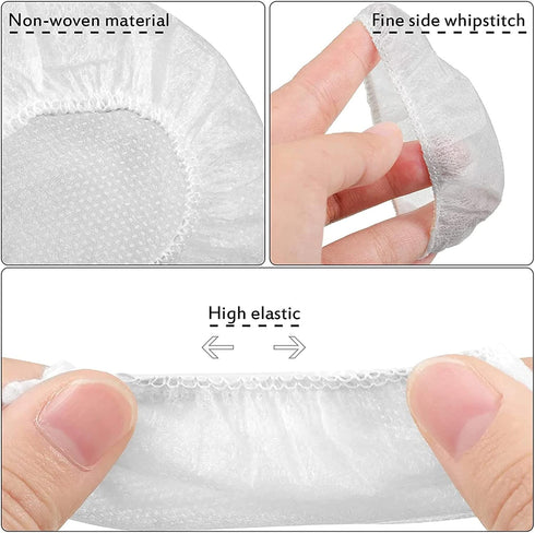 100Pcs White Non-Woven Sanitary Headphone Ear Cover, Disposable Super Stretch Covers Washable, for Most On Ear Headphones Earpads (6.5 cm/ 2.6 Inc...