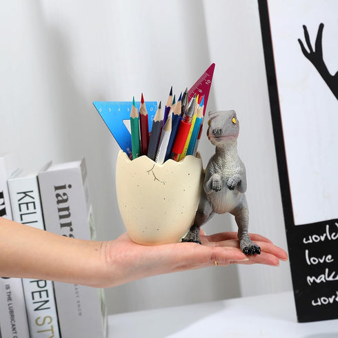 Dinosaur Pencil Holder, Large Capacity eggshell Pen Holder for Desk Resin Desk Organizer Decorative Accessories, Suitable Office Classroom Home, C...