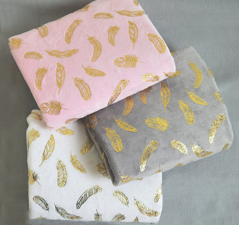 American Baby Company Heavenly Soft Chenille Fitted Contoured Changing Pad Cover, Sparkle Gold Feather on Solid Pink, for Girls...
