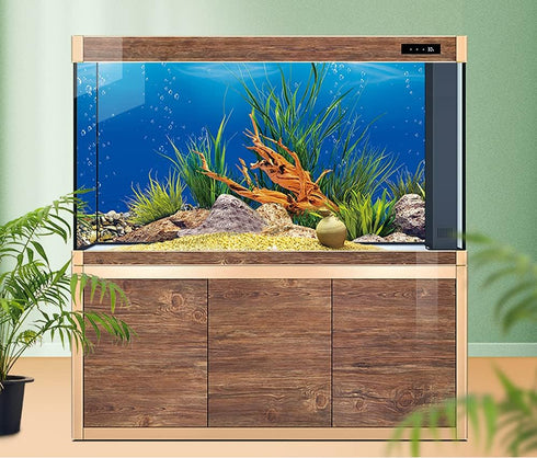 Aquarium Background, Double Sides Fish Tank Backdrop Decoration Paper Cling Decals Sticker Pictures (A, 11.8" x 24.5")...