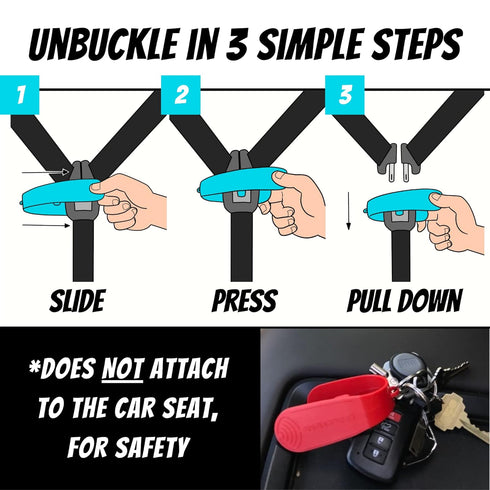 UnbuckleMe Car Seat Buckle Release Tool - Easy Opener Aid for Arthritis, Long Nails, Older Kids - Button pusher for infant, toddler, convertible 5...