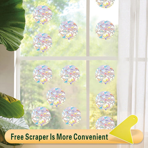 36 Pcs Anti-Collision Window Decals, Rainbow Stickers Circle Window Clings -to Save Birds from Window Collisions,Non Adhesive Prismatic Vinyl Wind...
