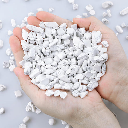 Howlite 1lb Crystal Chips Bulk Fish Tank Decorations Aquarium Rocks Gravel Vase Filler Stones Crystals for Candle Making Witch Kit Gravel for Plan...