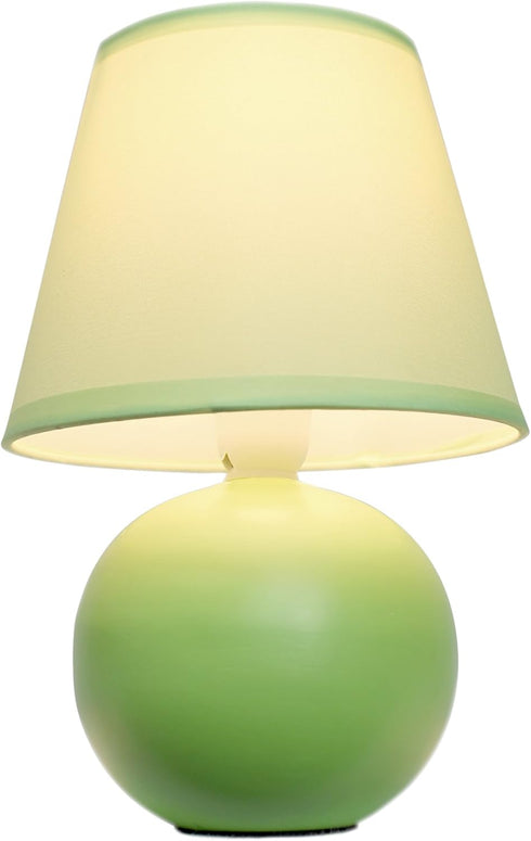 Simple Designs LT2008-GRN Mini Ceramic Globe Matching Fabric Shade Table Lamp, Green...
