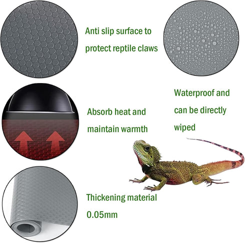 Reptile Substrate Liner Terrarium Carpet, Bearded Dragon Tank Accessories, Non-Adhesive Reptile Carpet Reptile Flooring Mat Bedding for Leopard Ge...