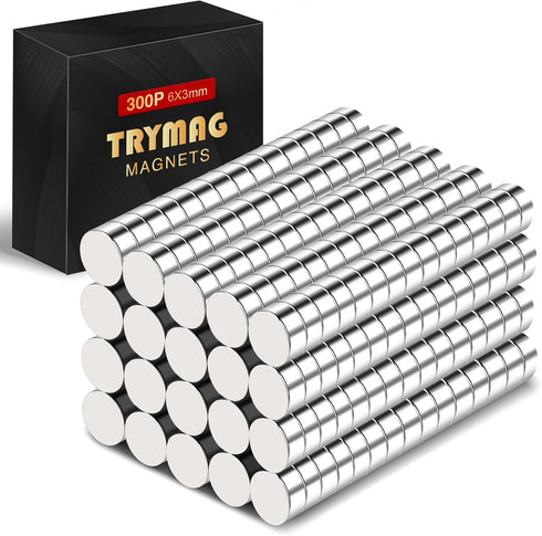 TRYMAG Small Refrigerator Magnets, 300Pcs Small Round Rare Earth Magnets, Multi-Use Tiny Neodymium Fridge Magnets, Premium Cylinder Office Magnets...