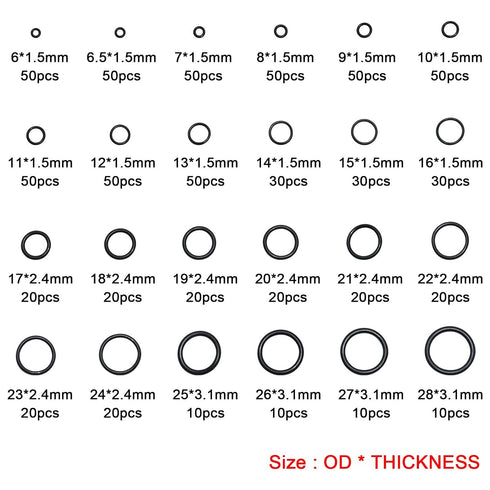 740pc Universal O Rings Assortment in 24 Sizes with 4pc Tools | Rubber O Rings Kit for Faucet Plumbing Automotive Repair | Nitrile Rubber Oring Ki...