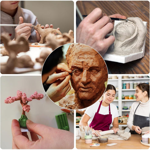 HARFINGTON 5pcs Silicone Clay Sculpting Tool Pottery Modelling Shaper Carving Tool Rubber Tip Shaping Pen for Ceramic Sculpture Polymer Clay, Brow...