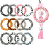 Stiesy 12 Pcs 12 Styles Animal Skin Printed Silicone Beads Ring Beadable O Ring 65mm Soft Silicone Focal Beads Bulk for Keychain Home Hanging Orna...