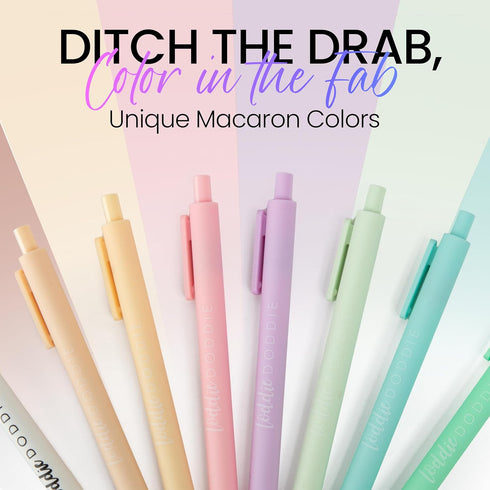 Loddie Doddie Macaron Colors Gel Pens for Journaling and Note Taking - 8 Pack, 0.7 mm Medium Point Smooth Writing Retractable Pens, No Bleed Non S...