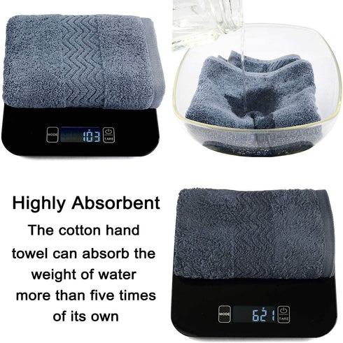 Cleanbear 100% Cotton Hand Towels, Highly Absorbent, Set of 2 (Blue-Grey), 13 x 28 Inches...