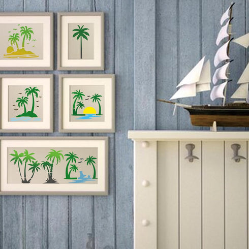 45pcs Palm Tree Stencils for Painting on Wood Summer Stencils Paint Beach Palm Burning Patterns Template on Art Craft Canvas Wall Fabric Rock (45 ...
