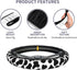 Black and White Cow Print Steering Wheel Cover Anti-Slip and Practical 14.5-15 Inch Universal Car Steering Wheel Cover with 2 Pieces Car Coasters ...