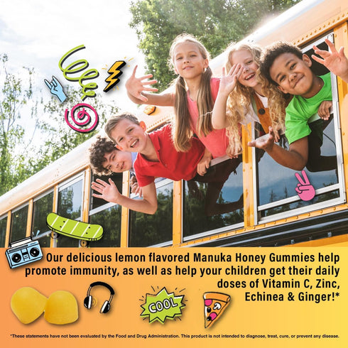 5-in-1 Kid's Immune Support Gummy, Manuka Honey, Vitamin C, Zinc, Echinacea, Ginger, Gummy Supplement, Essential Immune Support Gummies for Daily ...