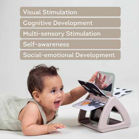 Taf Toys Black & White Rattling Spinning Book High Contrast Newborn Baby Toy 0-6 6-12 Months with Mirror for Visual Stimulation, Tummy Time & Earl...