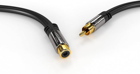 KabelDirekt – RCA Extension Cable – 6ft – Break-Resistant Lead for Brilliant Sound Quality (subwoofer/Audio Cable, RCA Male to Female, Ideal for A...