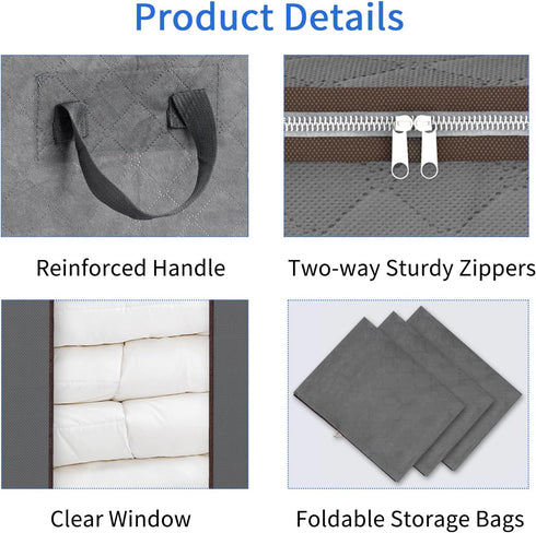 Fixwal Extra Large Blanket Storage Bags 120L Comforter Storage Bags with Reinforced Handles Breathable Clothes Storage Containers for King Comfort...