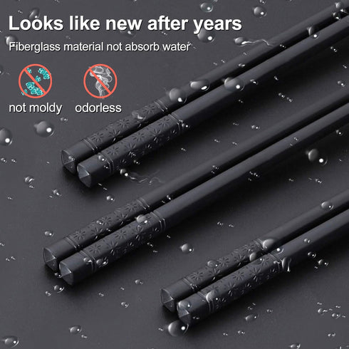 Chopsticks10 Pairs Reusable Fiberglass Chopsticks Non-Slip Chopsticks Beginners Chopsticks Dishwasher Safe for Chinese style Japanese Food Cooking...