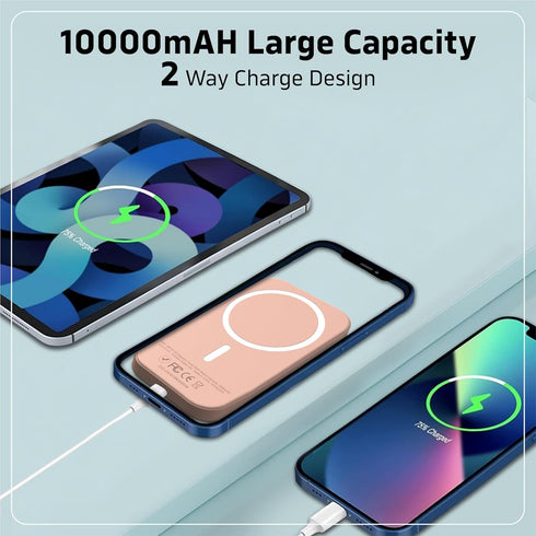 Magnetic Power Bank Battery Pack 10000mAh Wireless Portable Charger, Fast Charger, USB-C Cable, for iPhone 15/14/13/12 Series, (Pink)...