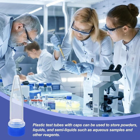 PATIKIL 1.5ml Plastic Cryogenic, 25Pcs Cryogenic Vial Screw Top Frozen Test Tube for Lab Laboratory Science, Blue Cap...