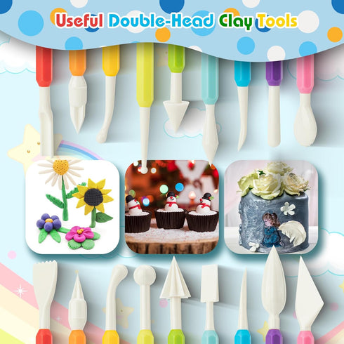 9PCS Clay Tools for Kids & Adult, UUSYCUN Plastic Air Dry Clay Tools Kit, Double-Head Clay Sculpting Tools for Pottery, Polymer, Air Dry Clay, Mod...