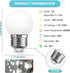 LED Vanity Light Bulb, Small Globe Christmas Light Bulbs, 15 Watts Equivalent, 1W Low Watt LED E26 Medium Screw Base Decoration Bulb, Daylight Coo...