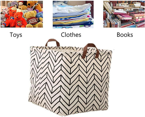 3 Pieces 13 Inch Square Storage Bin, Fabric Folding Storage Baskets with Handles, Storage Organizer for kid's Toy & Baby Clothing - Laundry Basket...