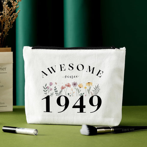 75th Birthday Gifts for Women, Awesome 1949 Makeup Bag, 75th Birthday Decorations for Her, Funny Turning 75 Year Old Gifts for Grandma Mom Wife Au...