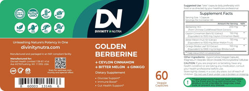4-in-1 Berberine Supplement 1500mg,Glucose Support,Ceylon Cinnamon Bitter Melon Ginkgo, Boosts Immunity, Gut & Heart Health, 60 Capsules, High Pot...
