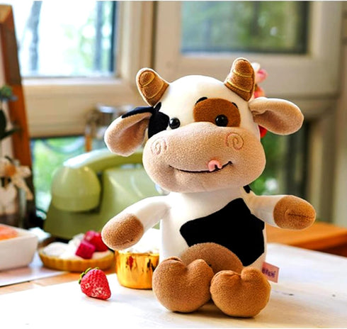Cow Plush Toy Cow Stuffed Animal Cute Soft Plush Cow Toy Cow Doll 12 Inch for Kids,Toddlers (Black and white naked cattle)...