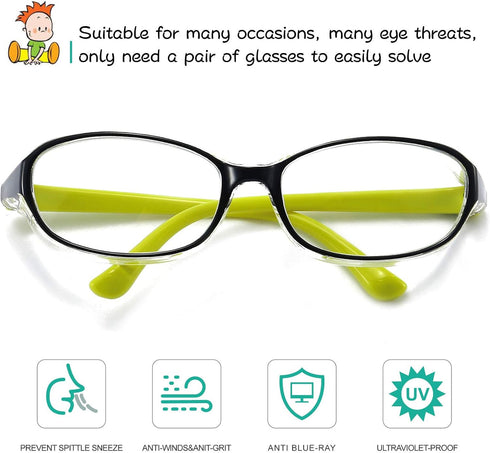 Kids Safety Glasses Goggles Anti Fog Eye Protection Blue Light Blocking lens Side Shield Anti Pollen Soft TR90 for Boys Girls(Black-Yellow)...