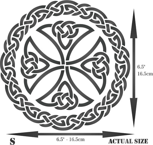 Stencils for Walls: Celtic Cross Stencil,6.5 x 6.5 inch (S) - Irish Celts Viking Cross Ornament Knotwork Design Woven Ethnic Braided Protection Kn...
