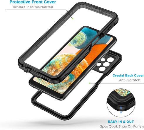 Lanhiem Samsung Galaxy A23 5G Case, IP68 Waterproof Dustproof Shockproof Case with Built-in Screen Protector, Full Body Heavy Duty Protective Clea...