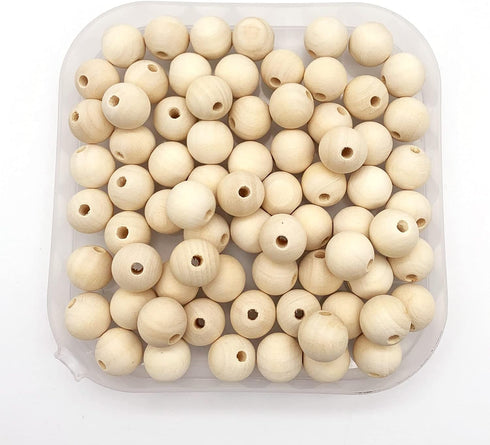 100pcs 14mm Natural Wood Beads DIY Unfinished Round Wooden Loose Beads Bulk Wood Spacer Beads for Craft Making...