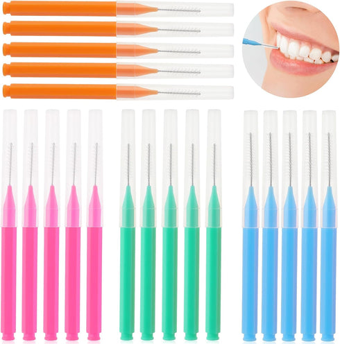 20 Pcs Braces Brush for Cleaner Interdental Brush Dental Oral Hygiene Flosser Toothpick Tooth Soft Bendable Flossing Head Cleaning Tool...