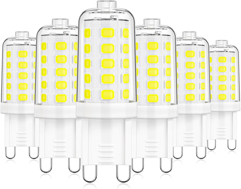 MAXvolador G9 LED Bulb Dimmable, Daylight White 6000K, 40W T4 Halogen Equivalent, Bi Pin Base 4W G9 Light Bulbs for Chandelier Lighting, 400LM, 6 ...