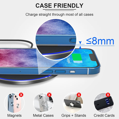 Fast Wireless Charger (Pad), 10W Max Wireless Charging Compatible with iPhone 14/14 Plus/14 Pro/14 Pro Max/13/12/SE/11/X/XR/8, AirPods/AirPods Pro...