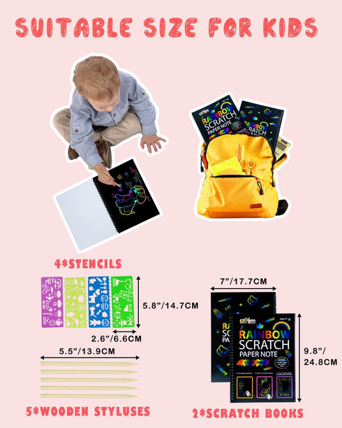 OSLINE Arts and Crafts for Kids Ages 3-5-10 Girls Boys,Rainbow Scratch Paper Art Notebooks,Art Supplies Kit for Kids Gift,Kids Party Favor Toys fo...