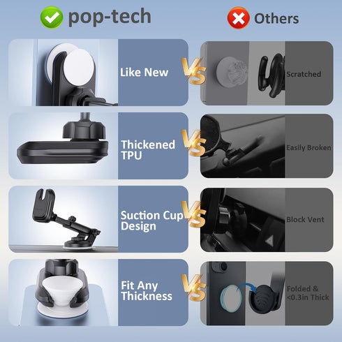 pop-tech Socket Phone Dashboard Mount: Suction Cup Cell Phone Holder fits Dash Windshield Window - Black Universal Car Mount Compatible for iPhone...